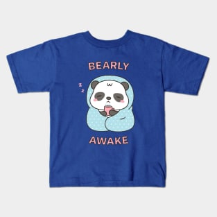 Bearly Awake Cute Little Panda With Blanket Kids T-Shirt